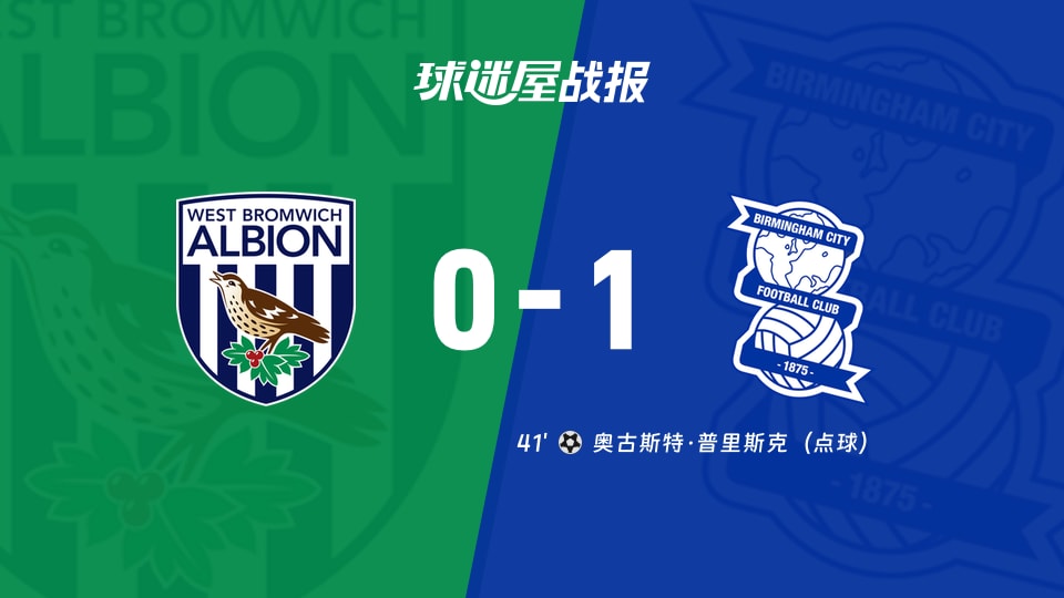 【英冠联赛第9轮】西布罗姆维奇vs伯明翰比赛结果：西布罗姆维奇(0-1)伯明翰比分战报(2026年10月10日)