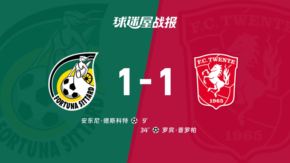 【荷甲联赛第8轮】福图纳锡塔德vs特温特比赛结果：福图纳锡塔德(1-1)特温特比分战报(2026年10月11日)