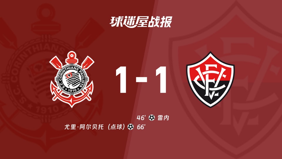 【巴西甲联赛第31轮】科林蒂安vs维多利亚比赛结果：科林蒂安(1-1)维多利亚比分战报(2026年10月20日)