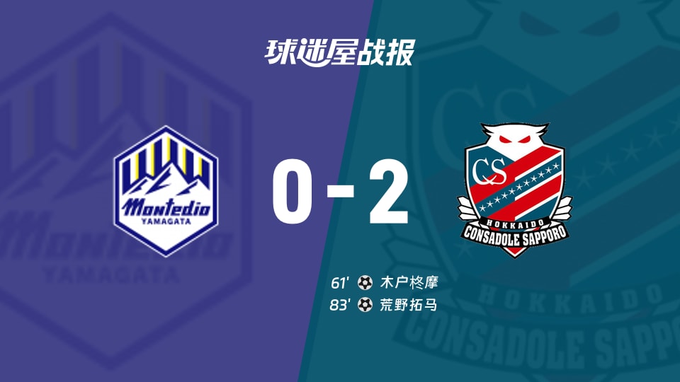 【日职乙联赛第12轮】山形山神vs札幌冈萨多比赛结果：山形山神(0-2)札幌冈萨多比分战报(2026年10月21日)