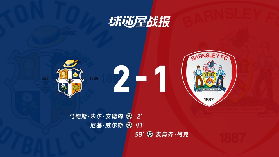 【英甲联赛第12轮】卢顿vs巴恩斯利比赛结果：卢顿(2-1)巴恩斯利比分战报(2026年10月21日)