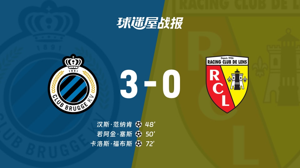 【欧冠联赛阶段第3轮】布鲁日vs朗斯比赛结果：布鲁日(3-0)朗斯比分战报(2026年10月22日)